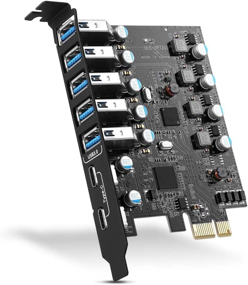 ESTONE ESTONE PCIE25A2C 7-Port PCIe USB 3.0 Expansion Card (5× USB-A, 2× USB-C) — product photo