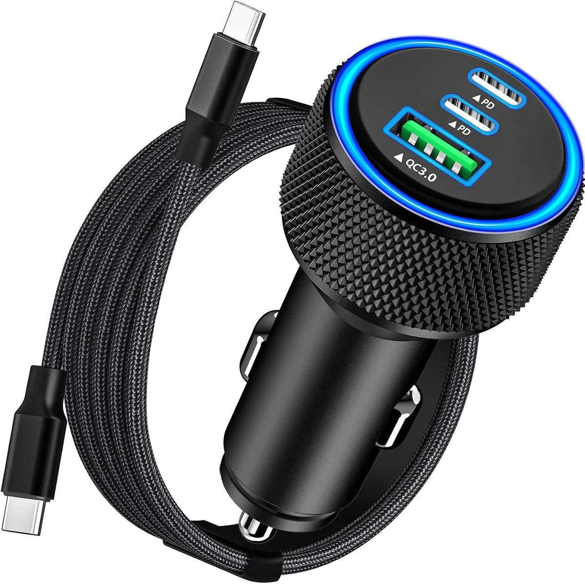 Leelbox Leelbox 67W 3-Port Car Charger + USB-C Braided Cable — product photo