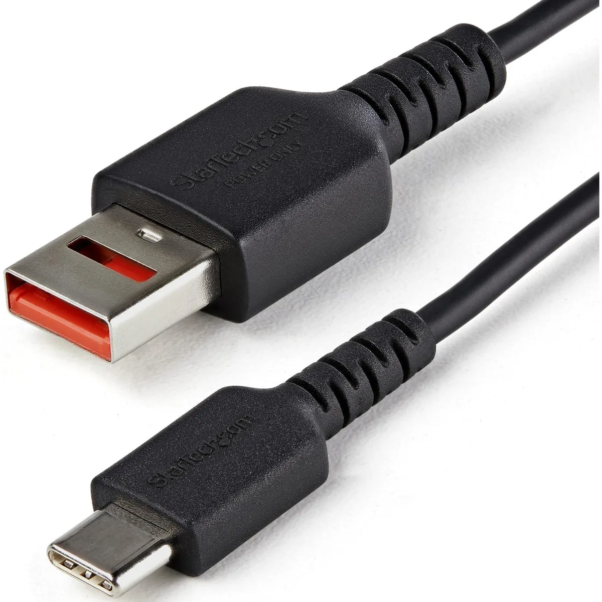 Black USB-A to USB-C charge-only cable with rugged TPE jacket
