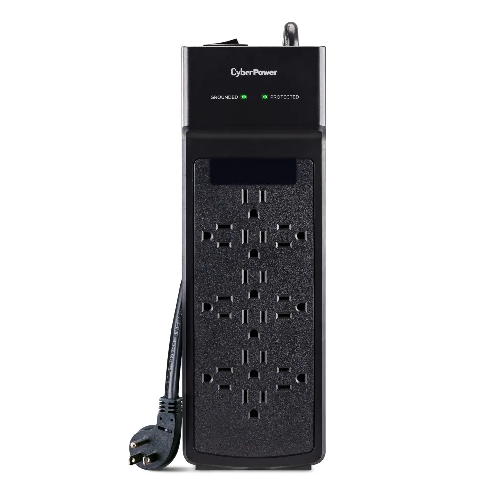 CyberPower CyberPower CSB1206 12-Outlet Surge Protector 3600J 6ft Cord 45° Right-Angle Plug Black — product photo