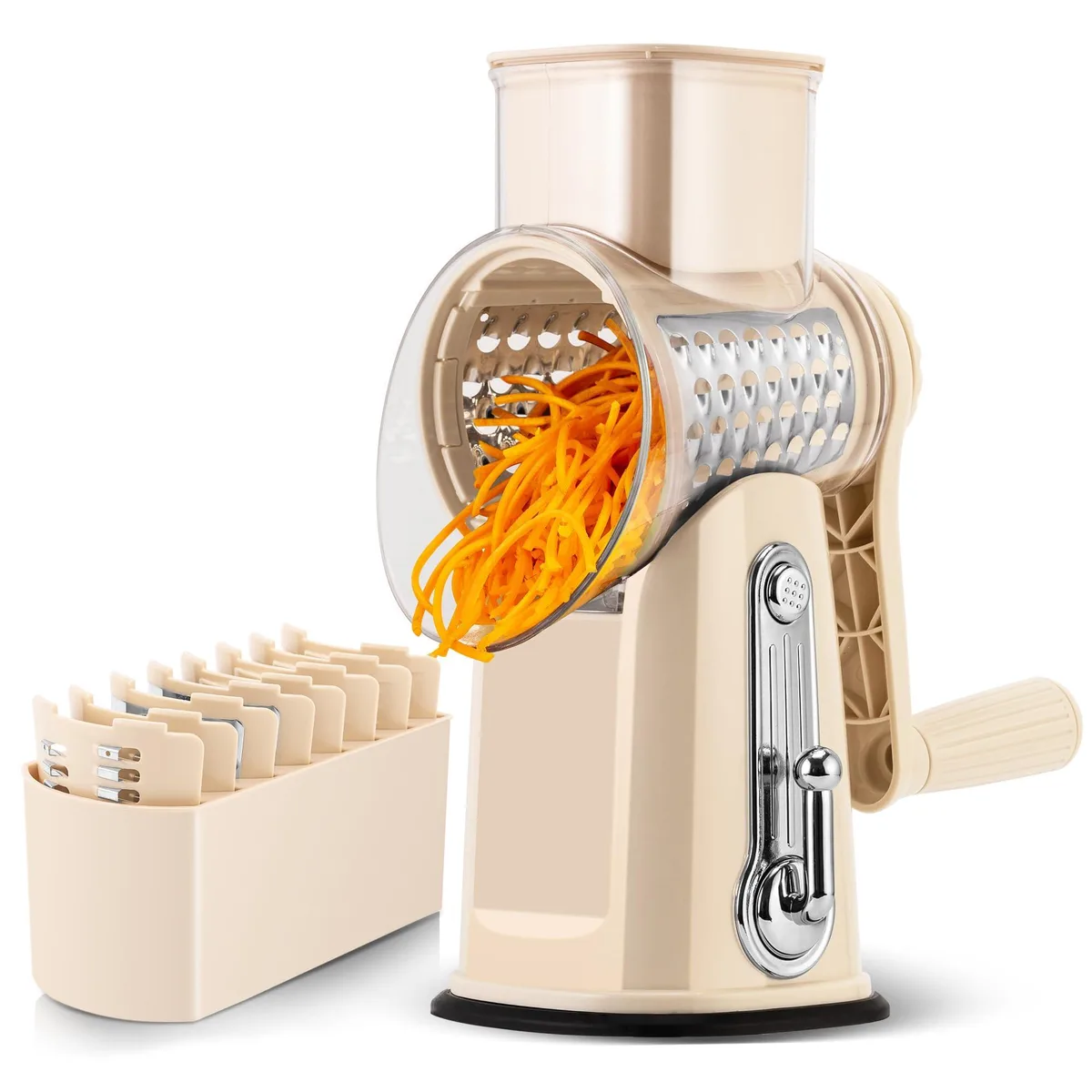 SUSTEAS Rotary Cheese Grater Beige 5 Blades — product photo