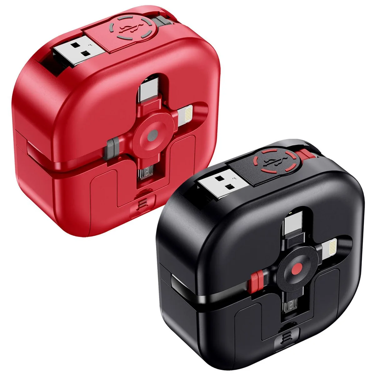 KEHIPI KEHIPI 3-in-1 Retractable USB Cable 4.5A 4ft 2-Pack — product photo