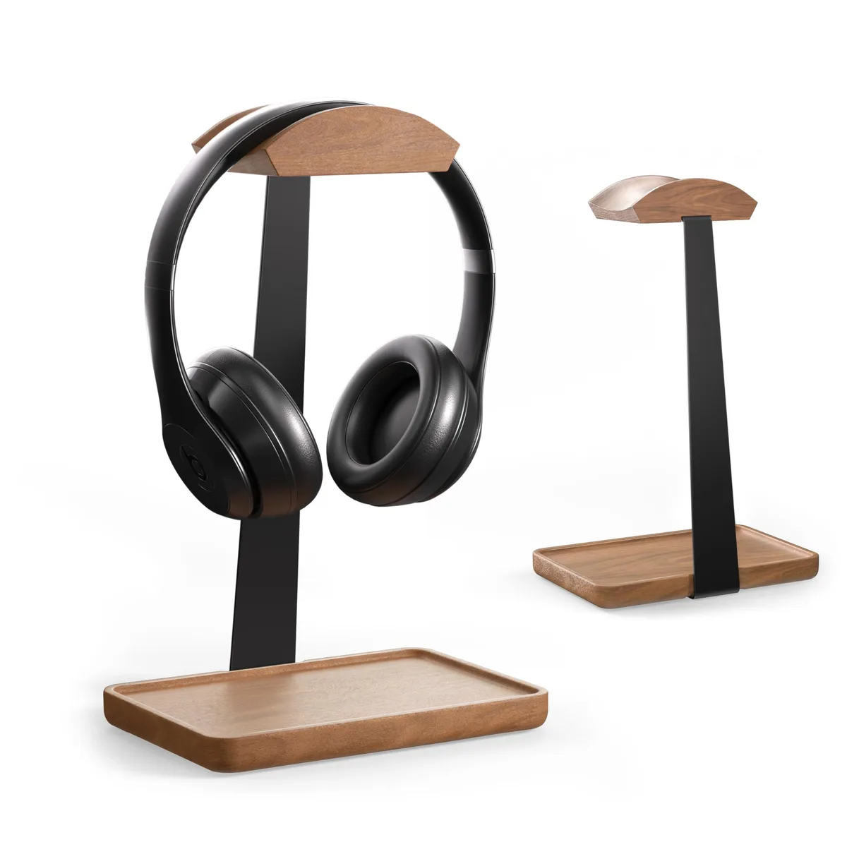 Ahonnpely AS-02 Wooden Headphone Stand Black 12.4x7.1x2 in — product photo