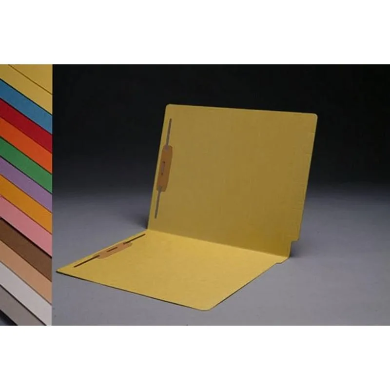 BSP FIling BSP FIling 14pt Yellow File Folder Full Cut 2-Ply End Tab Letter Size Fastener Pos 1 & 3 Box of 50 — product photo