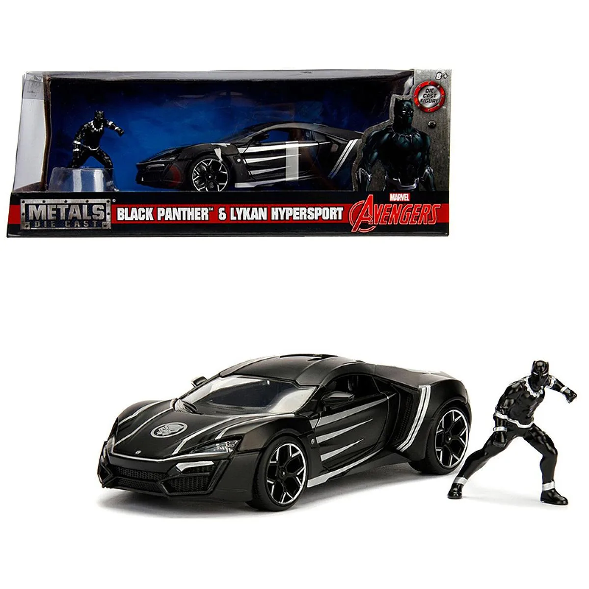 Jada Jada Lykan Hypersport 1/24 Black with Black Panther Figurine — product photo