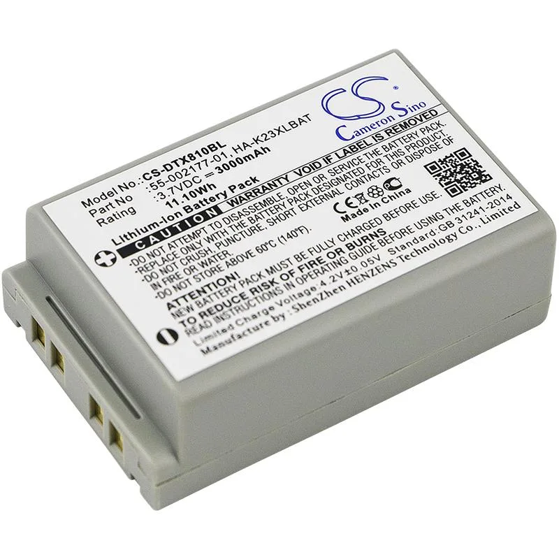 Grey rectangular lithium-ion battery pack for Casio DT-X series barcode scanners