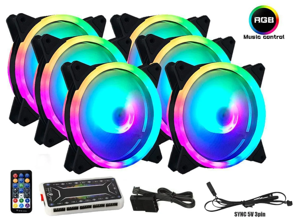 TROPRO TROPRO 120mm RGB Case Fan 6 Pack 1500 RPM 33 CFM 16 dBA — product photo