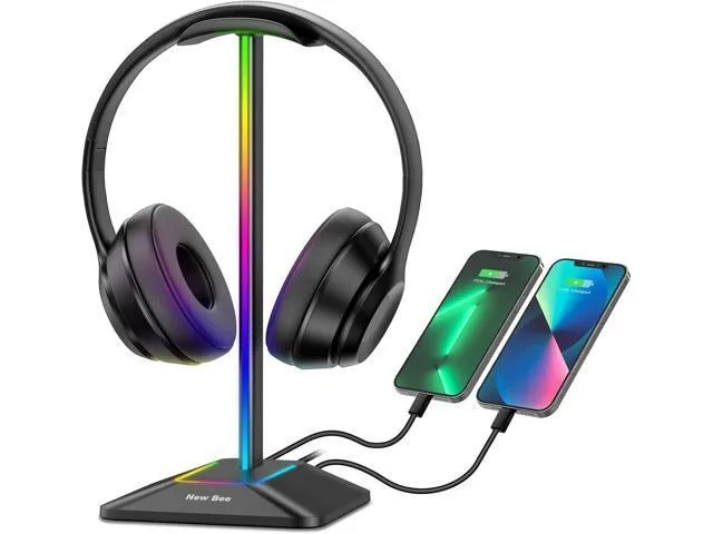LORDWORLD LORDWORLD RGB Headphone Stand USB-C USB-A 9.53 in Black — product photo