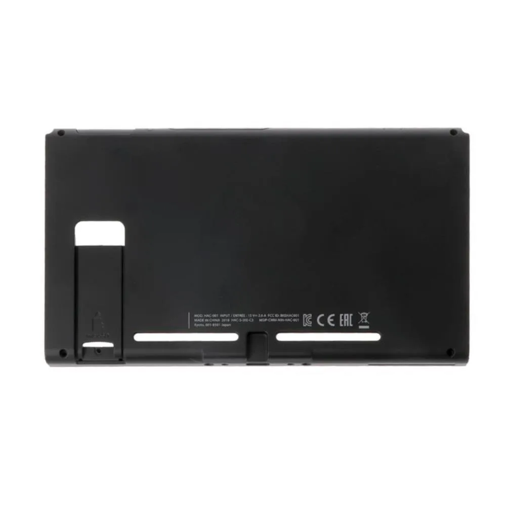 Black replacement housing shell set for Nintendo Switch console, front and back pieces with card slot, matte hard plastic finish