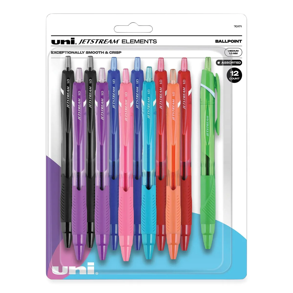 uni-ball uni-ball Jetstream Elements 70171 ballpoint pen 1.0 mm assorted 12 pack — product photo