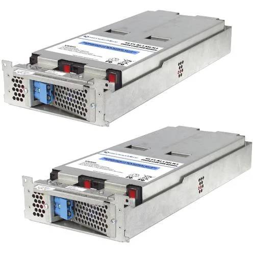 Two sealed lead-acid battery cartridges labelled 4321, 12 V, for APC SUA3000R2X145