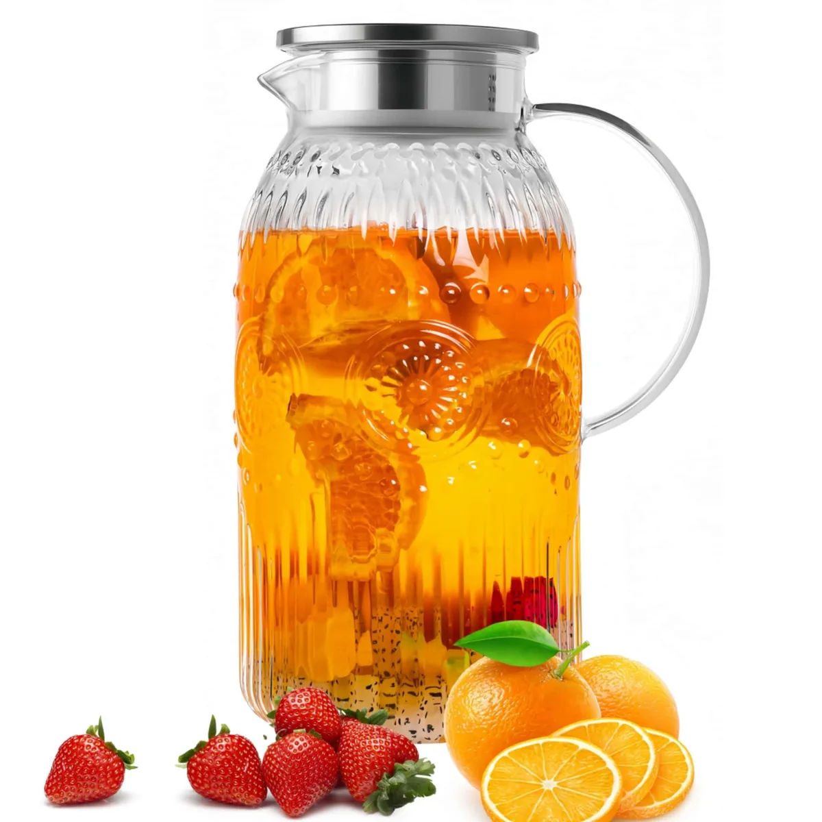  Bandesun Vintage Glass Pitcher with Lid 68 oz Borosilicate Thermo Pot — product photo