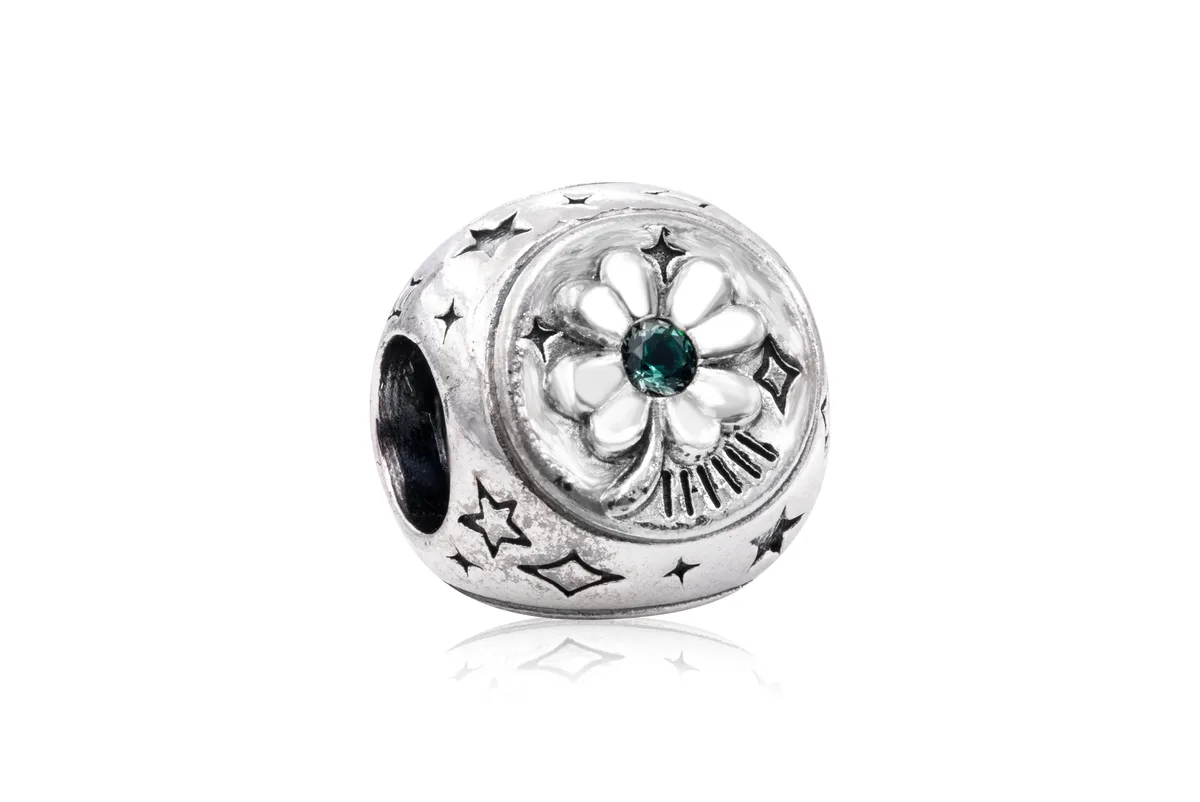 PANDORA PANDORA Clover Horseshoe &amp; Ladybird Three-sided Charm Silver Tone Charm — product photo