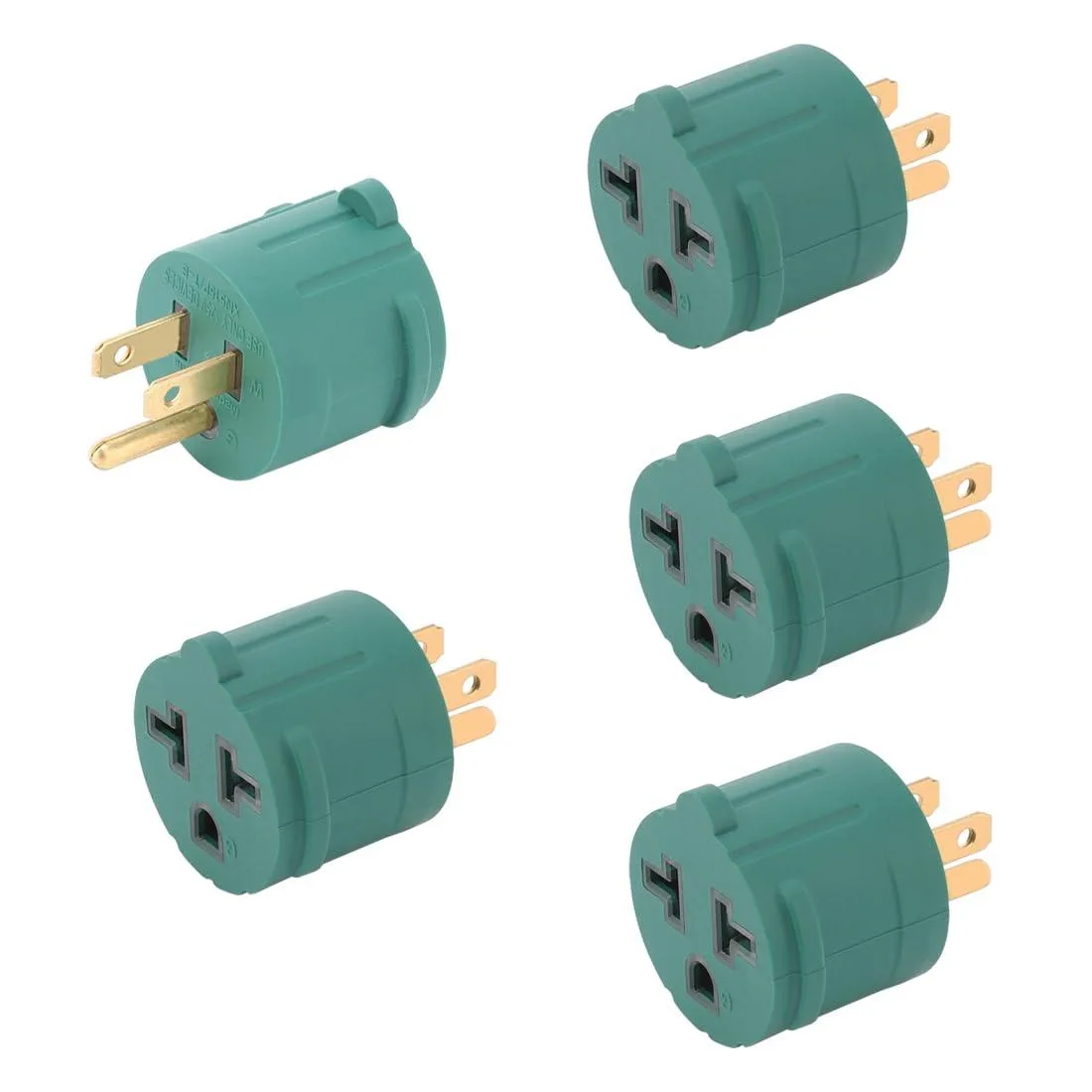 LORDWORLD LORDWORLD 5-Pack NEMA 5-15P to 5-20R/6-20R Adapter 15A 125V Green — product photo