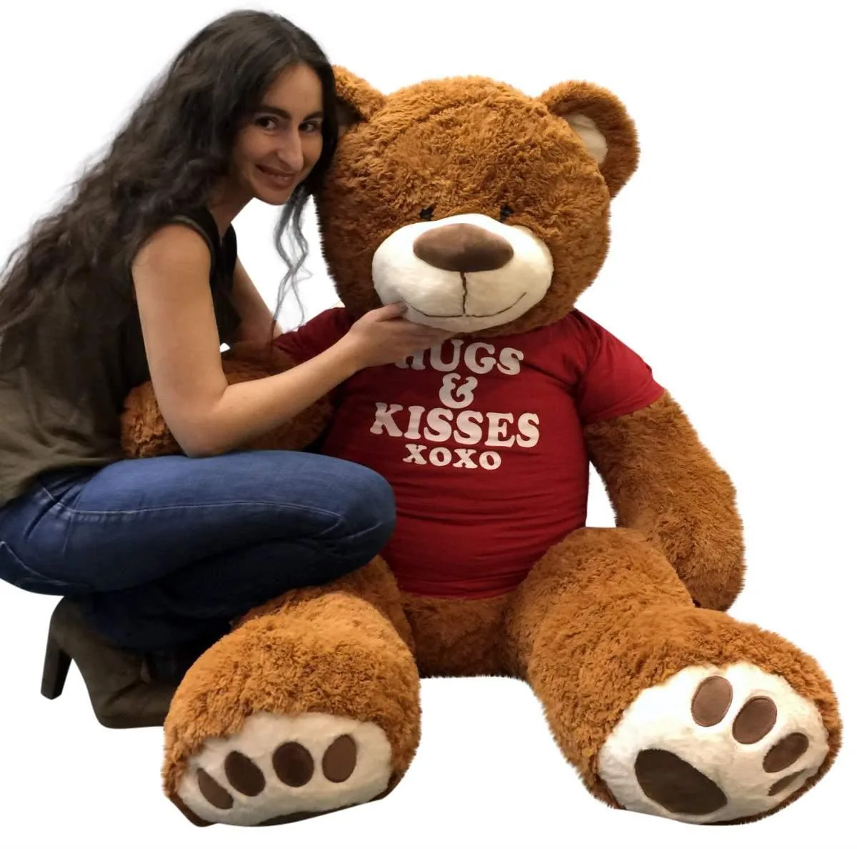 BigPlush BigPlush 60-inch Giant Teddy Bear Cinnamon Brown with HUGS AND KISSES T-shirt — product photo