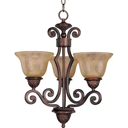 Maxim Symphony 3-light chandelier, 19 inch oil rubbed bronze finish, transparent glass shades