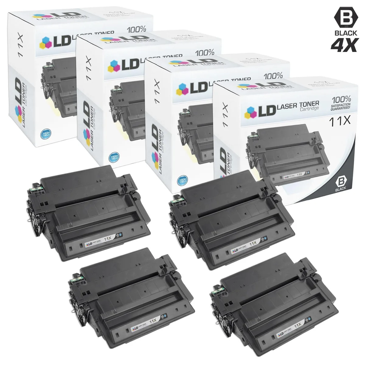 LD Products LD Products 11X (Q6511X) 4-pack high yield black toner cartridges — product photo