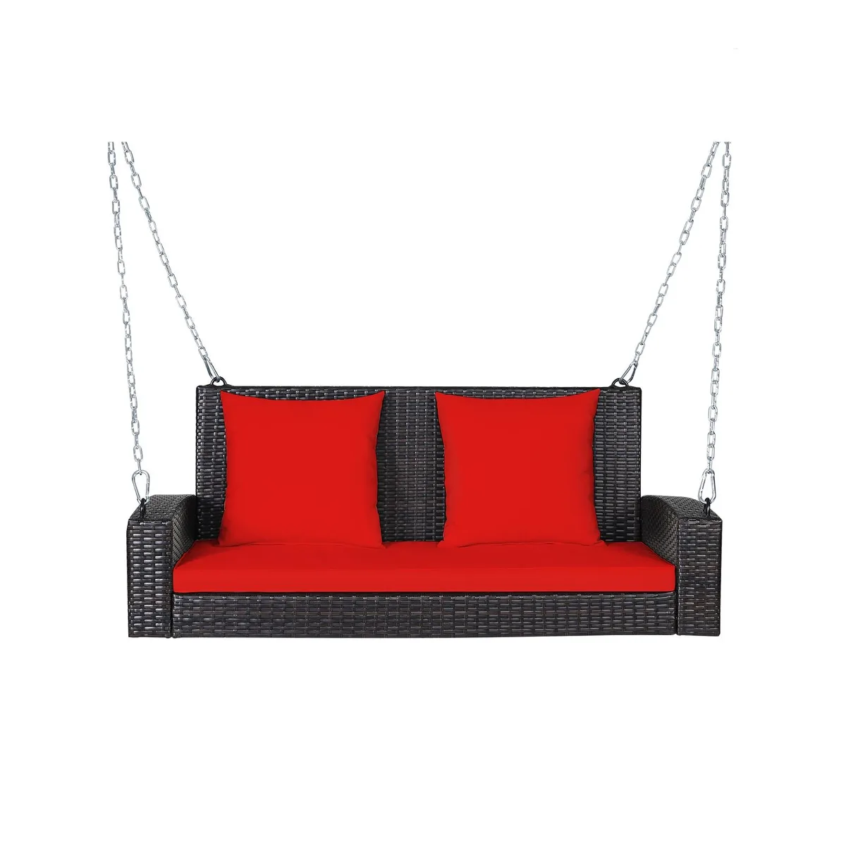 SlickBlue SlickBlue 2-Person Patio Rattan Porch Swing Red Turquoise Cushions — product photo