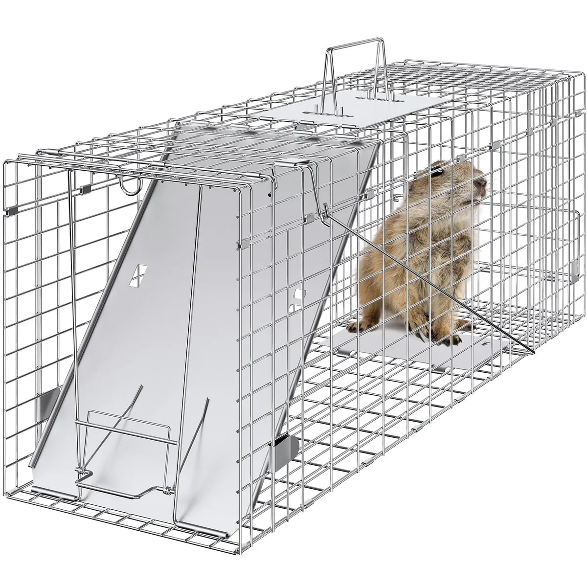 VEVOR VEVOR Live Animal Cage Trap 31" x 10" x 12" Folding Galvanized Iron — product photo