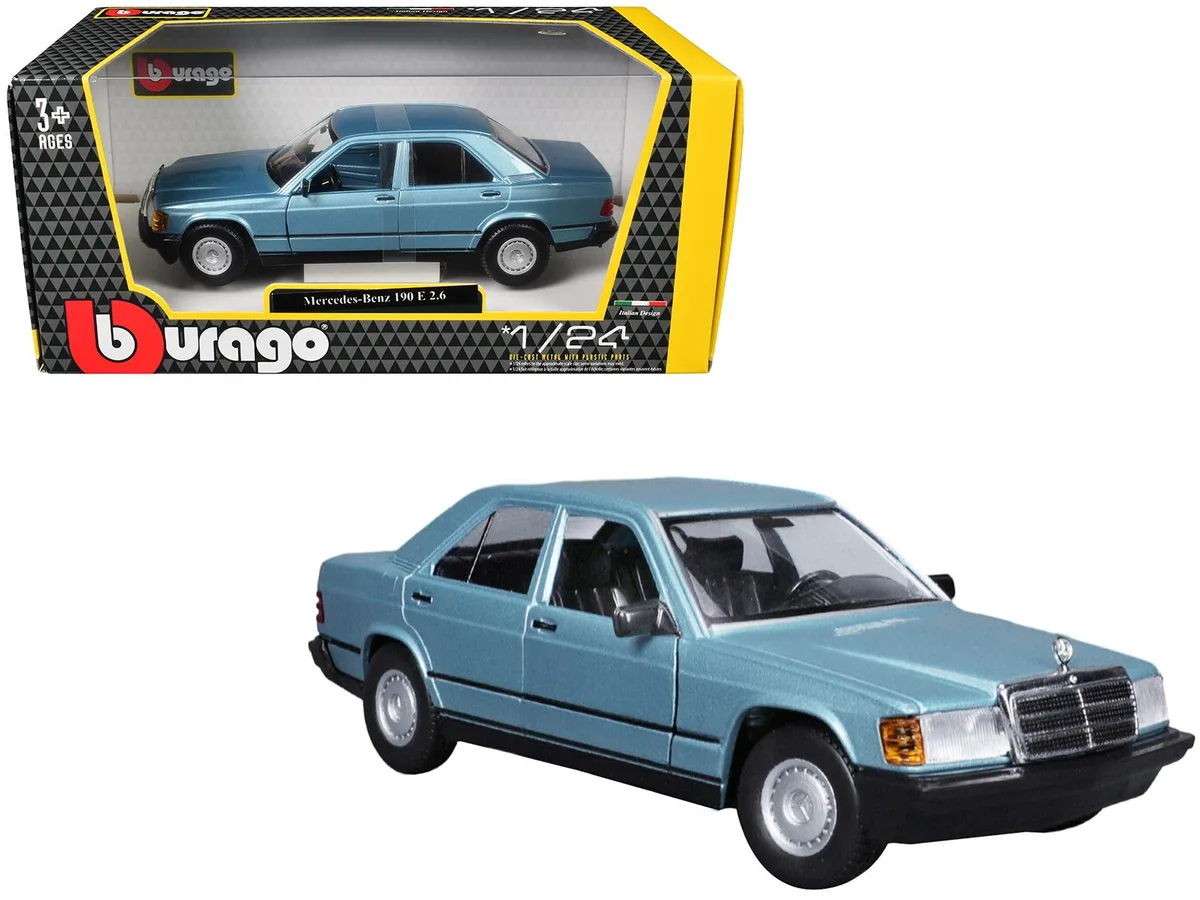 BBURAGO BBURAGO Mercedes-Benz 190 E 2.6 Blue Metallic 1/24 Diecast Hobby Collectible — product photo