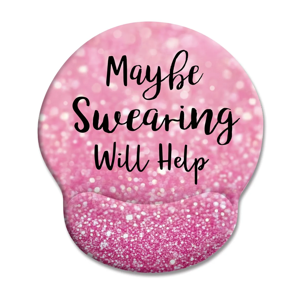 KEHIPI KEHIPI J-MOUA031 Mouse Pad "Maybe Swearing Will Help" Pink 9.8x8.6in 7mm — product photo