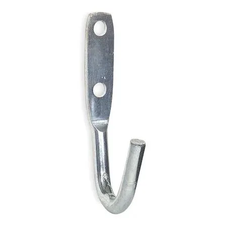 Silver steel tarp hook with curved open end and mounting base