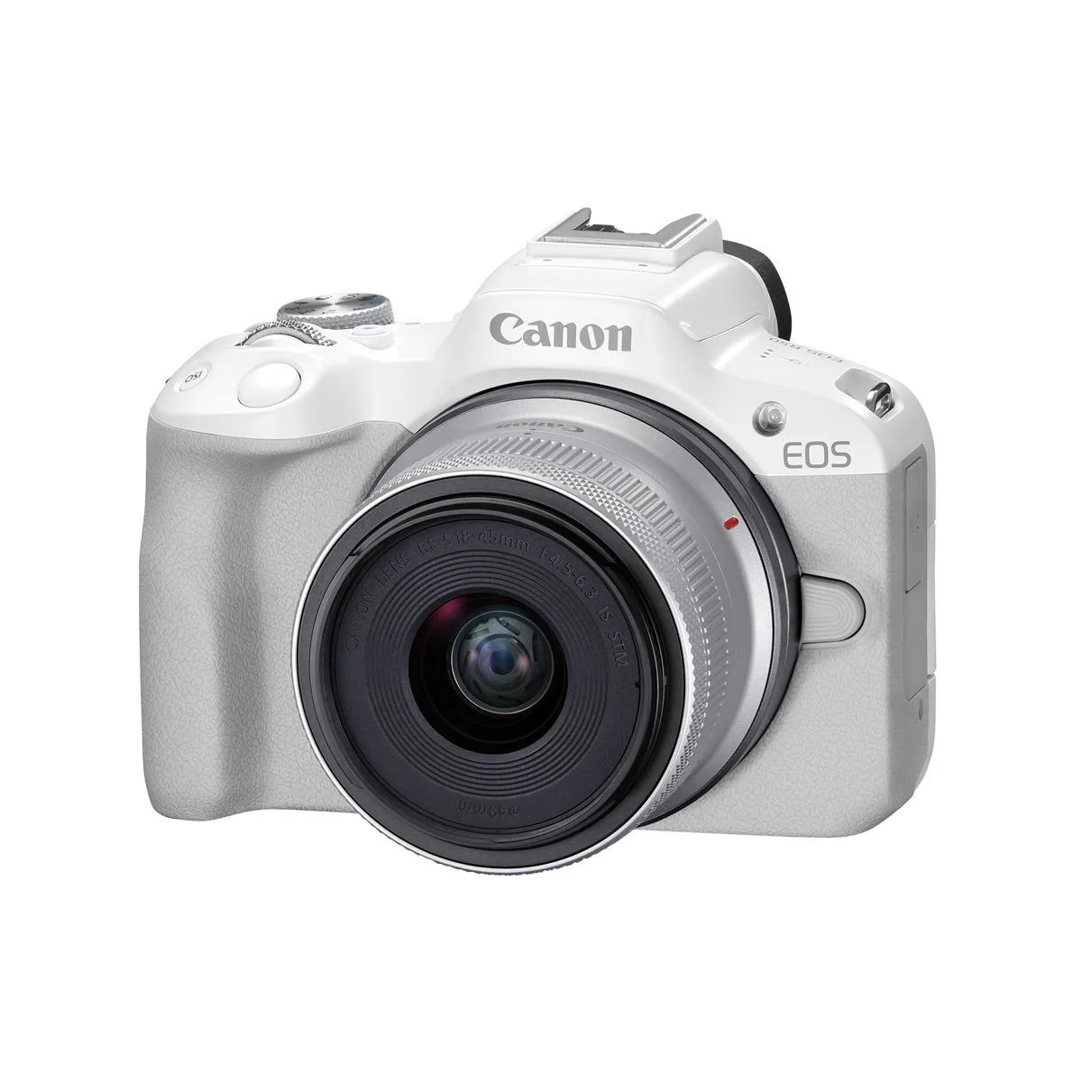 Canon Canon EOS R50 5812C012 RF-S 18-45mm f/4.5-6.3 IS STM White compact mirrorless camera — product photo
