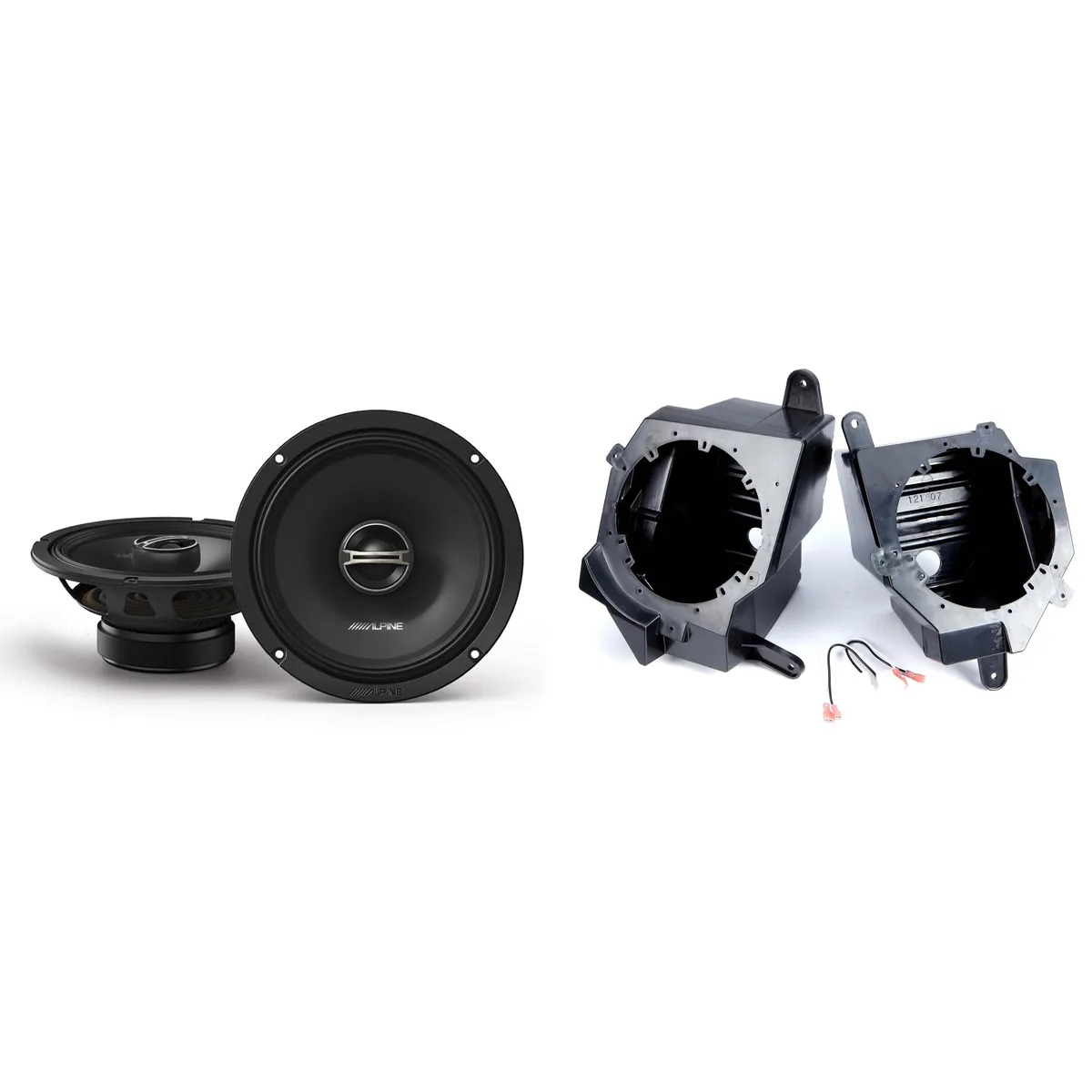 Alpine Alpine DM-65-G 6.5" Coaxial Speakers with Metra JP-1014 Pods for Wrangler JL 2018-UP Gladiator 2020-UP — product photo
