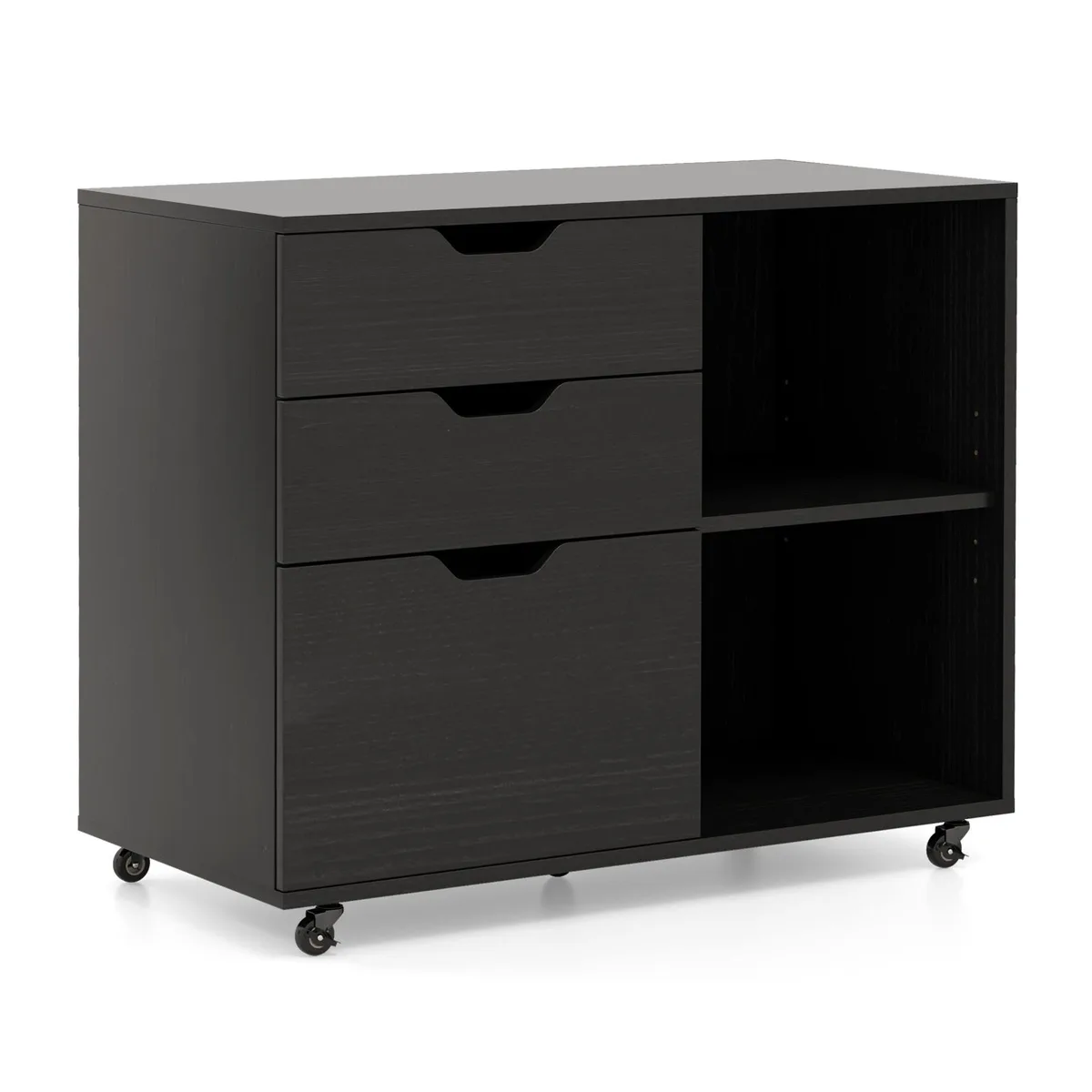 SlickBlue SlickBlue 3-Drawer File Cabinet with Adjustable Shelf and Wheels Black — product photo