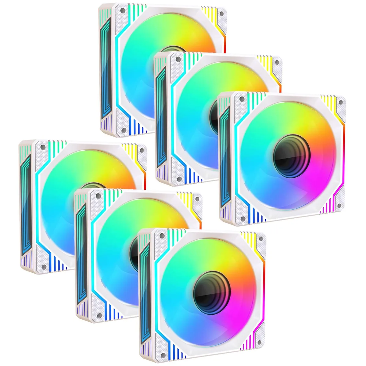 Portholic Portholic 120mm Infinity Mirror ARGB Case Fan White 6-Pack — product photo