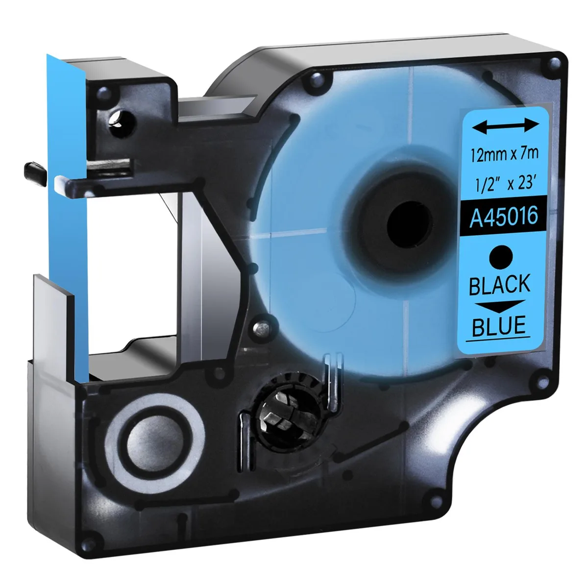 GREENCYCLE GREENCYCLE D1 Label Tape Black on Blue 12mm 23ft 100 Pack — product photo