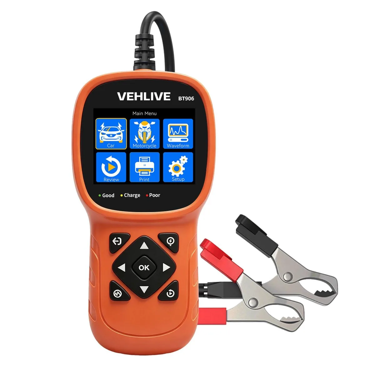  VEHLIVE BT906 Car Battery Tester 6V 12V 24V 5-3000CCA — product photo