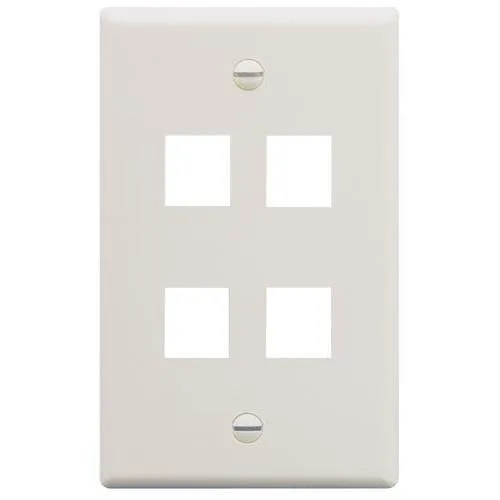 White single-gang faceplate with four keystone ports