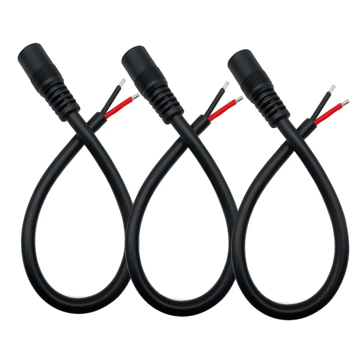  IMIYORE 0.8ft 5.5x2.1mm Female-to-Female DC Pigtail Cable 16AWG 3pcs — product photo