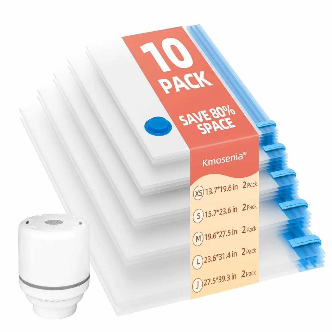  KMOSENIA K01 10-pack vacuum storage bags with electric pump — product photo