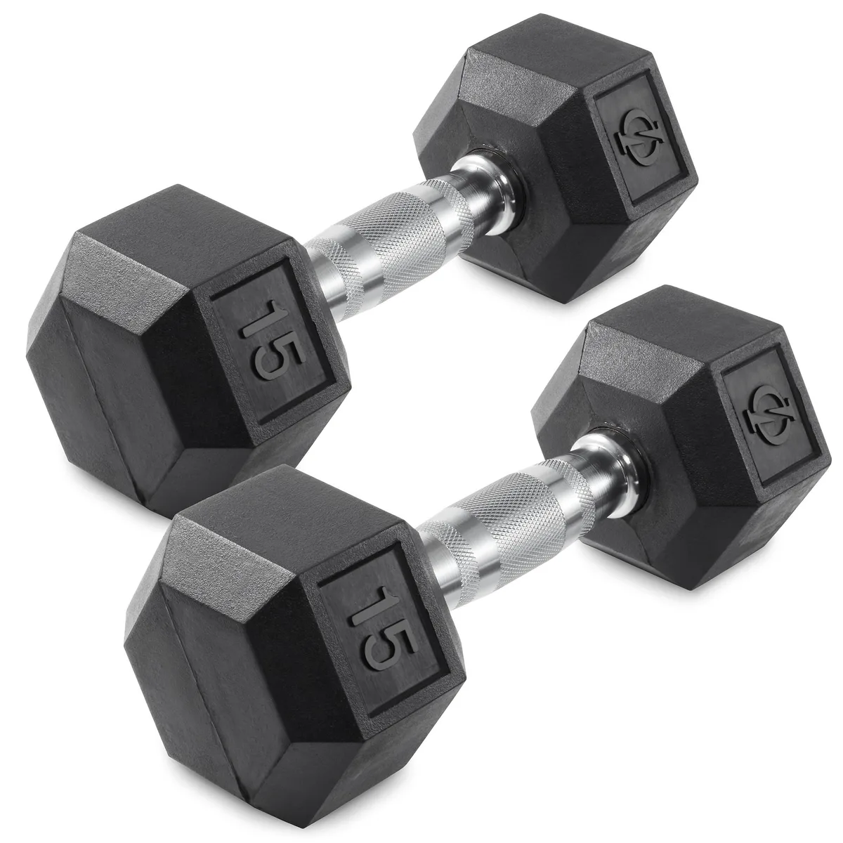 Philosophy Gym Philosophy Gym Rubber Coated Hex Dumbbell 15 lb Pair weight training — product photo