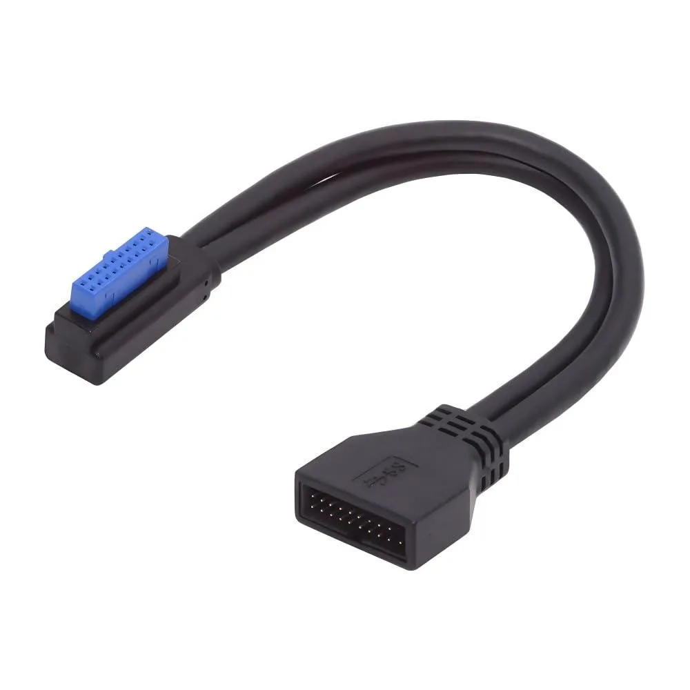 Fervit Fervit USB 3.0 20Pin 19Pin Male Low Profile Right Angled to Female Extension Cable 90 Degree 24cm — product photo