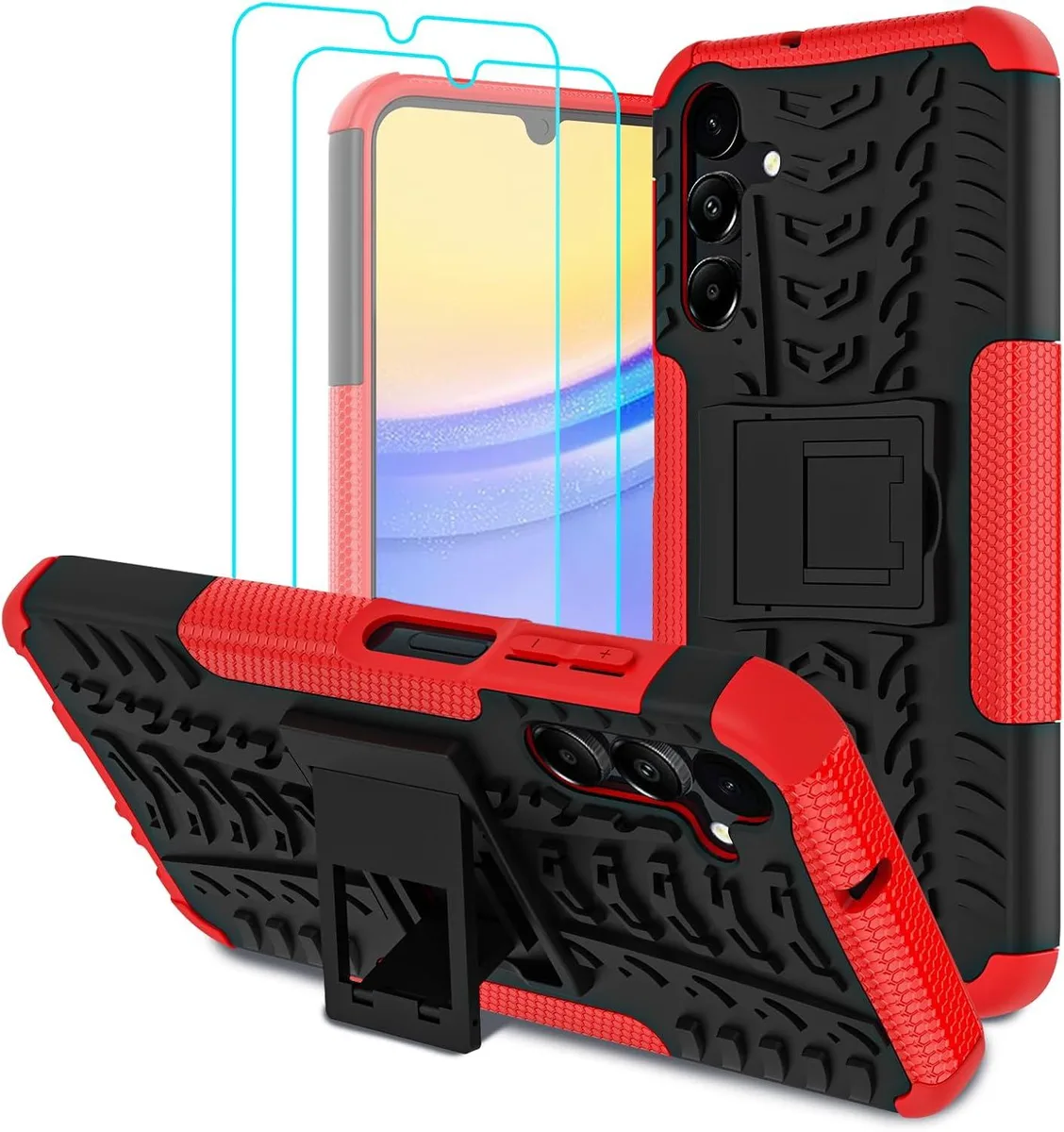 TAURKENAM TAURKENAM Samsung Galaxy A15 5G Case Red with Kickstand and 2 Screen Protectors — product photo