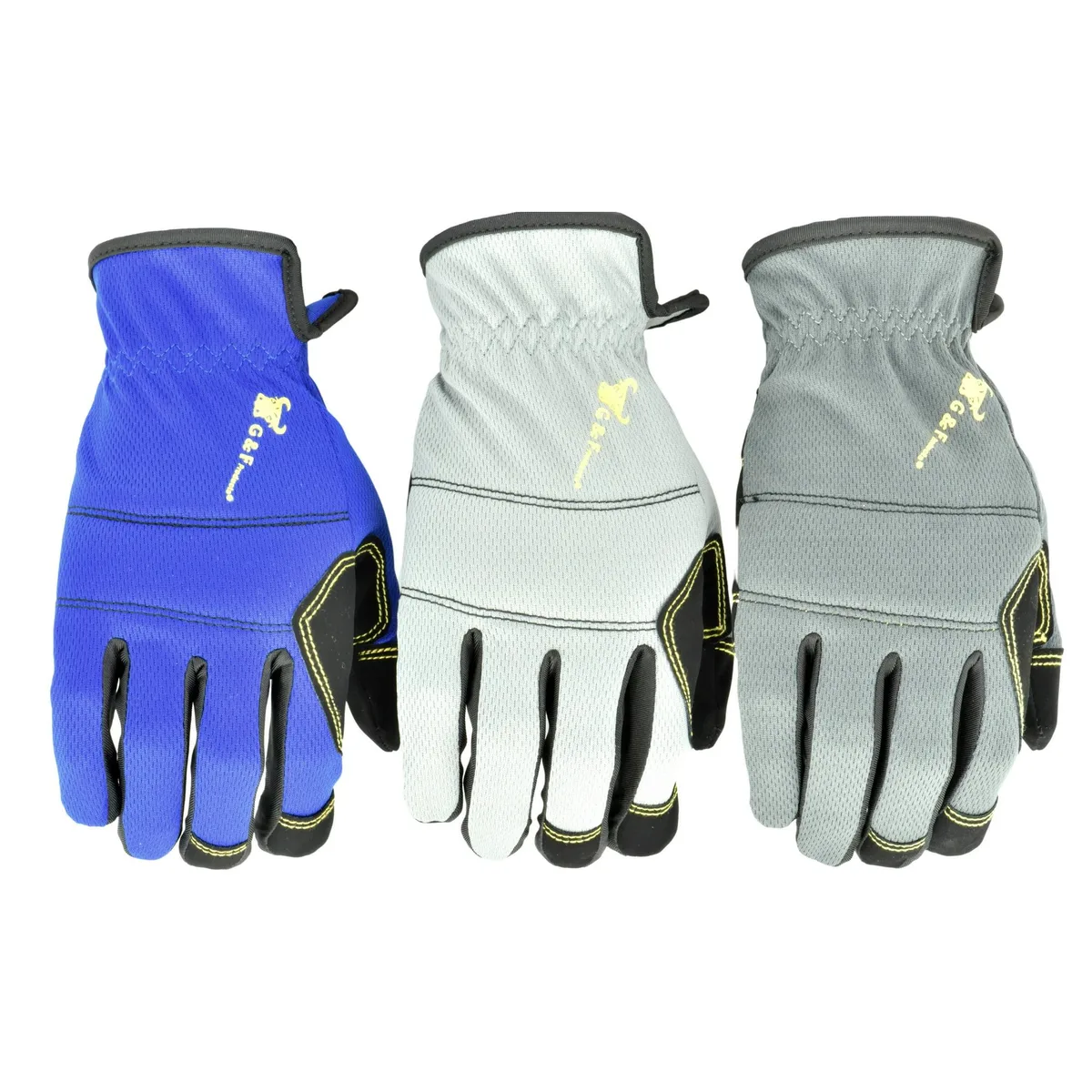 G &amp; F Products G &amp; F Products Work Gloves Assorted Colors 3 Pair XX-Large — product photo