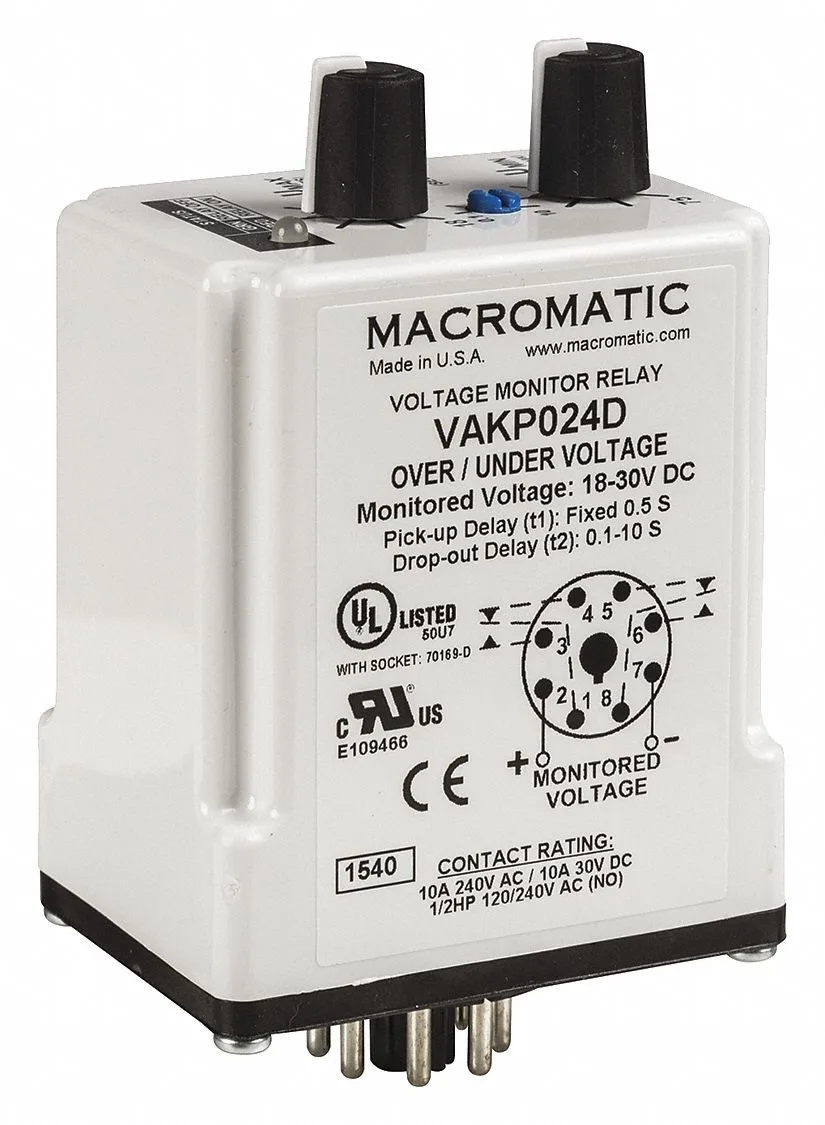 Macromatic Macromatic VAKP024D Voltage Monitor Relay 24VDC Plug-In video accessory — product photo
