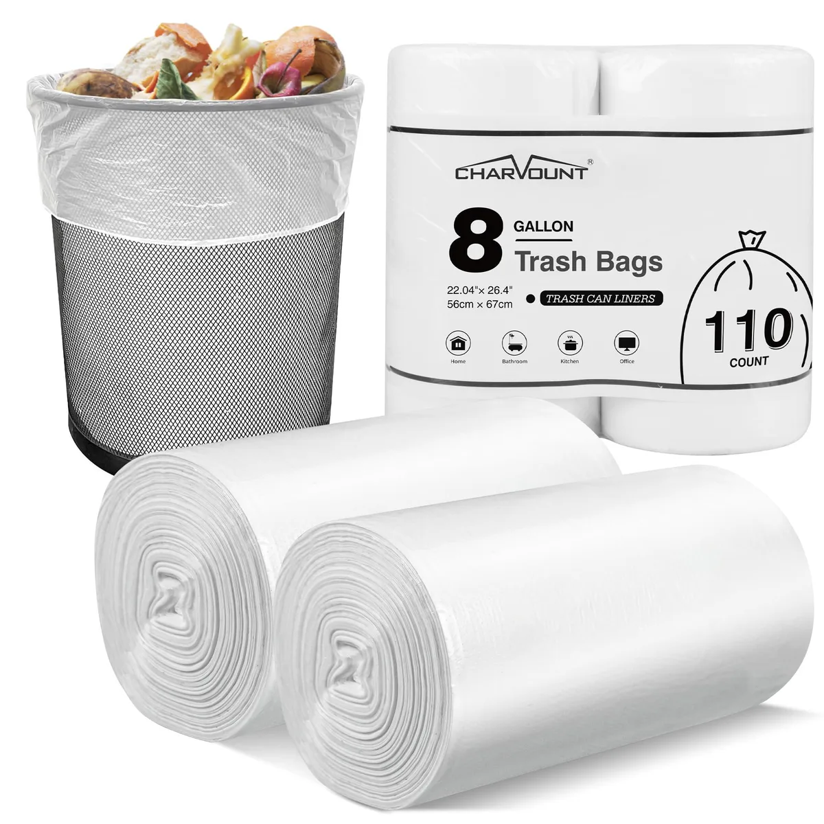 Charmount 8 Gallon Trash Bags 110 Count CTTB-8GAL-A — product photo