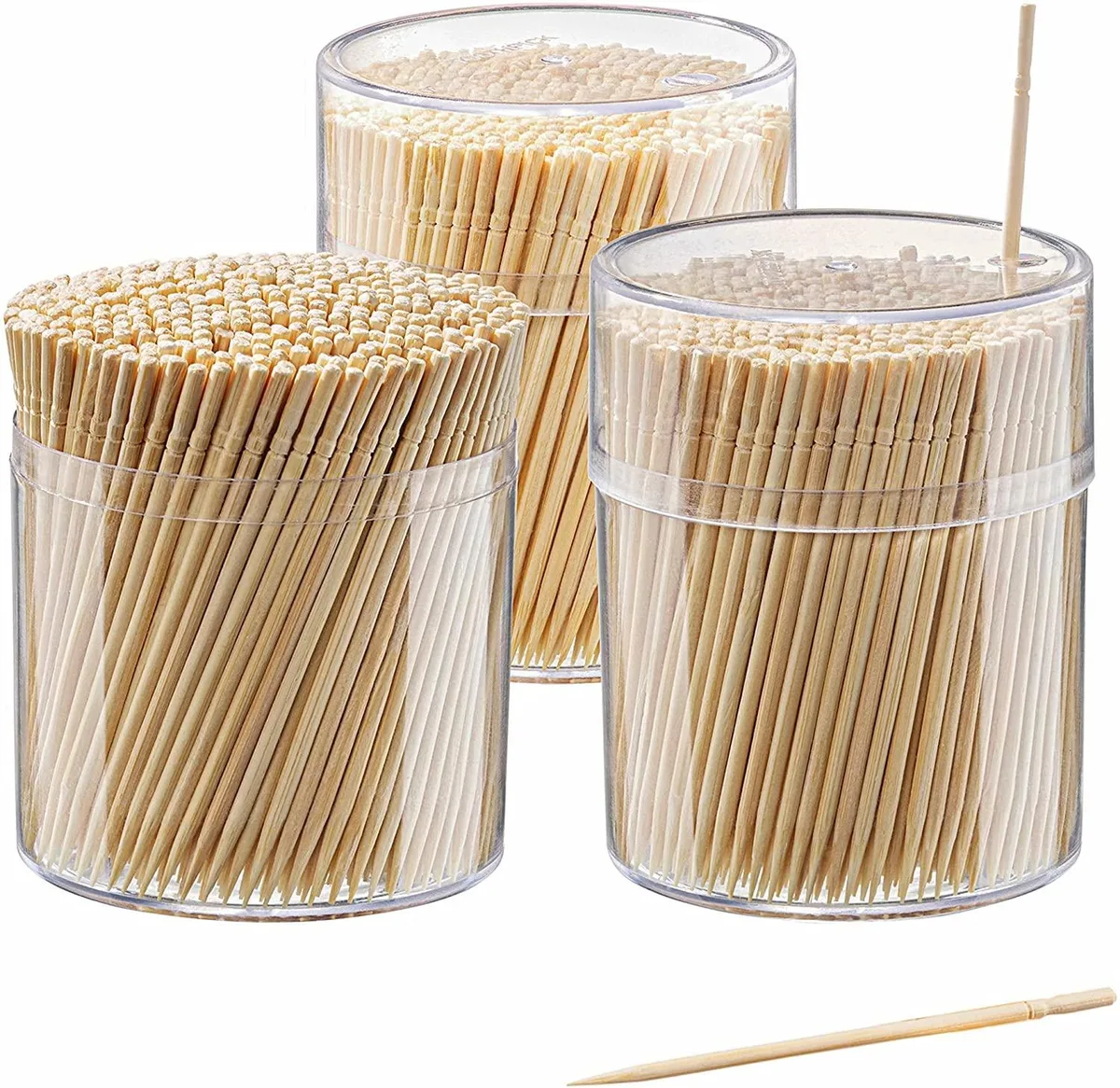 Black bamboo toothpicks in three storage bottles, 1500 count