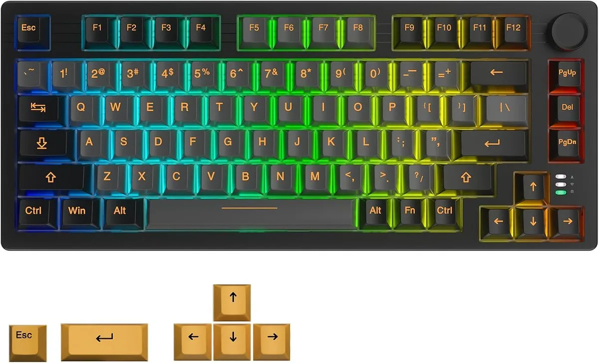 TUKO TUKO 75% Wireless Mechanical Gaming Keyboard 81 Keys Knob Gasket Mount Hot-Swappable PBT Linear Dream Switch — product photo