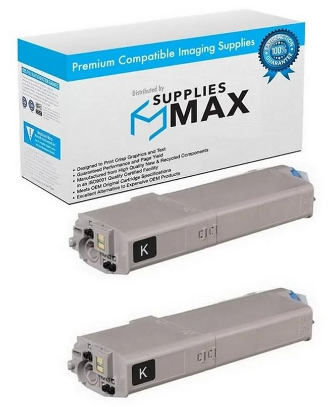 SuppliesMax SuppliesMax Black High Yield Toner 2-Pack 7000 Pages for Okidata C532dn/C542dn/MC-563dn/MC-573dn — product photo