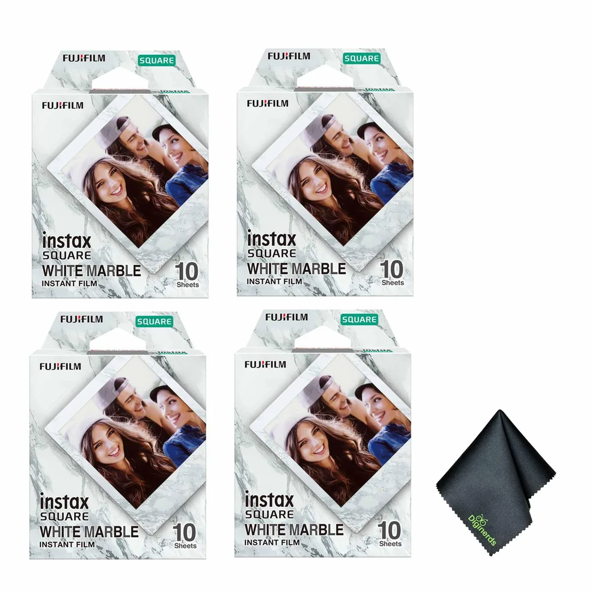 FUJIFILM FUJIFILM INSTAX SQUARE White Marble Instant Film 4×10 + Cloth — product photo