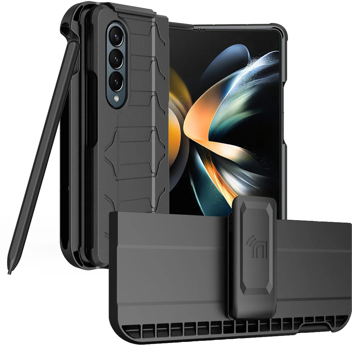 Nakedcellphone Nakedcellphone Tactical Case &amp; Holster for Galaxy Z Fold 4 5G Black — product photo