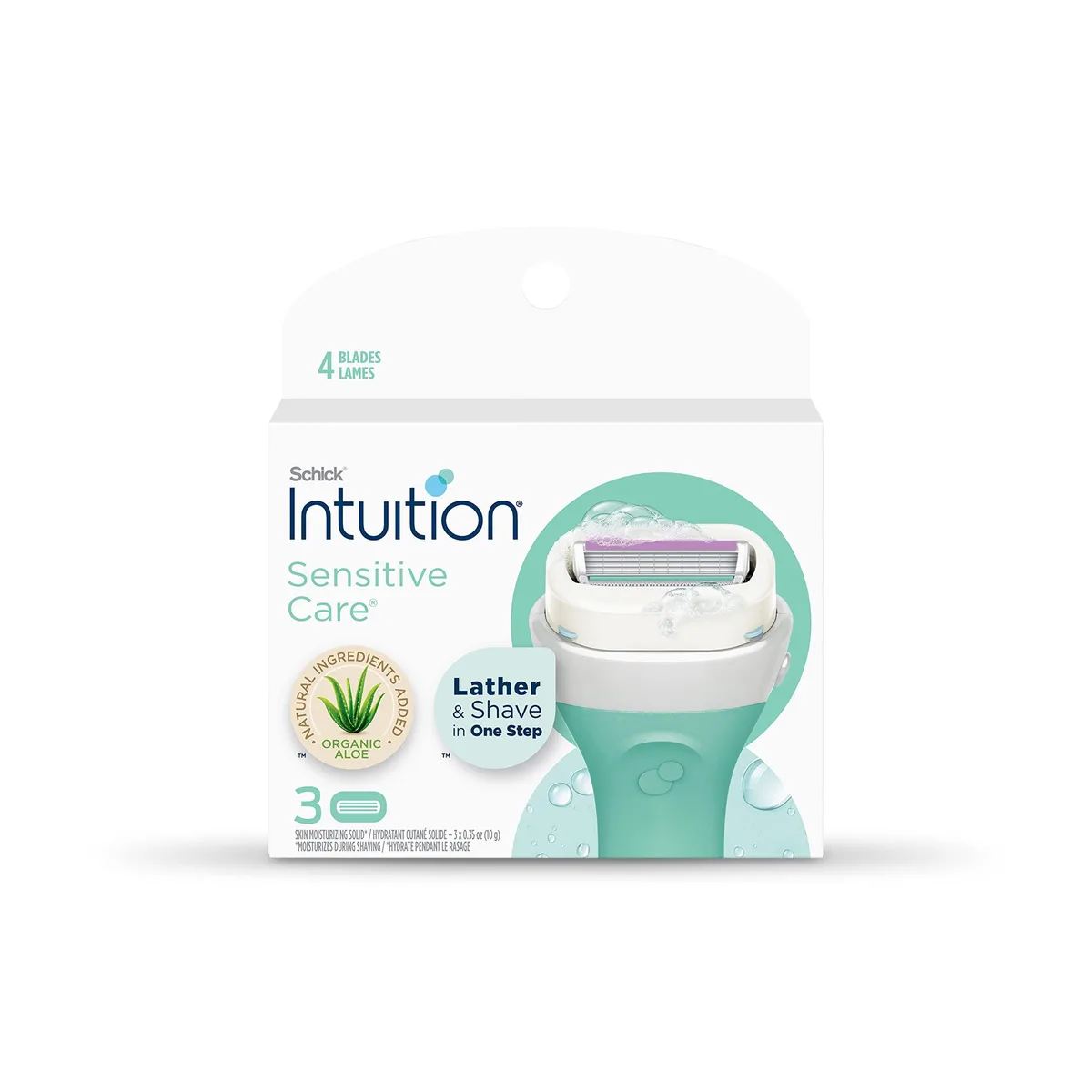 Schick Intuition foil razor refill cartridge with four blades and pivoting head