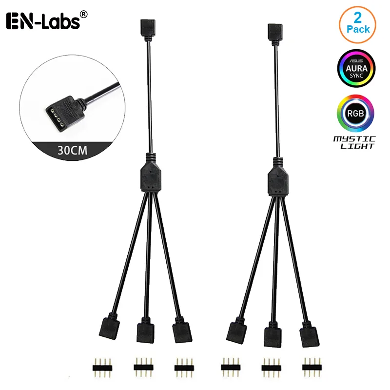 EN-Labs EN-Labs 12V 4-Pin RGB 3-Way Splitter Cable 1 ft 2 Pack — product photo