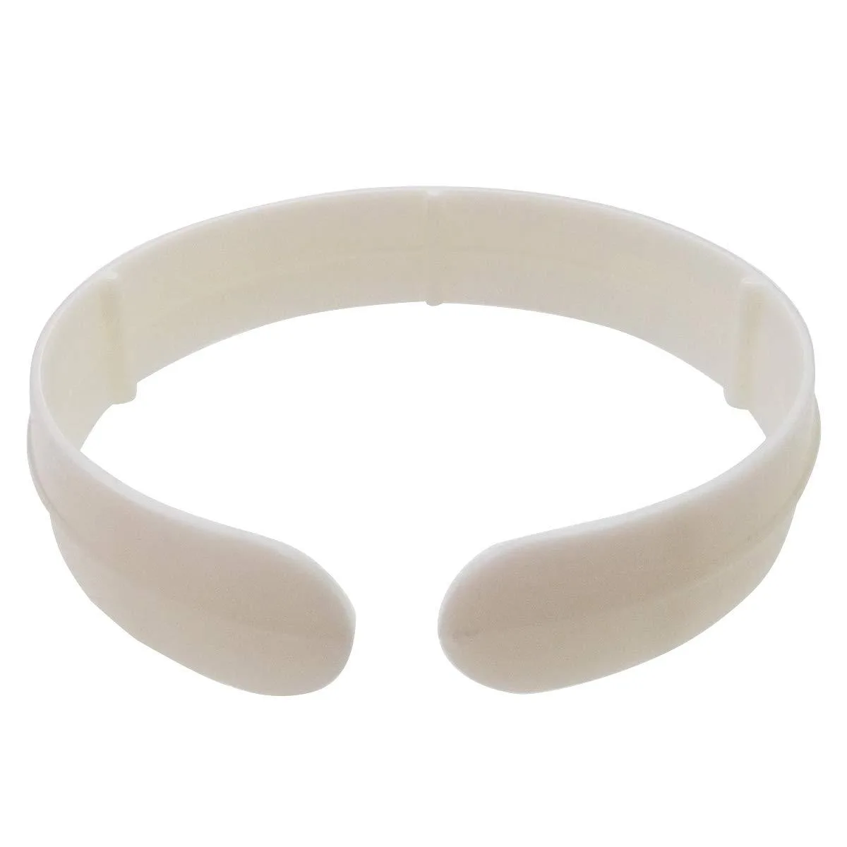 Twelve white plastic clips, each 3 inches wide, in a rectangular box