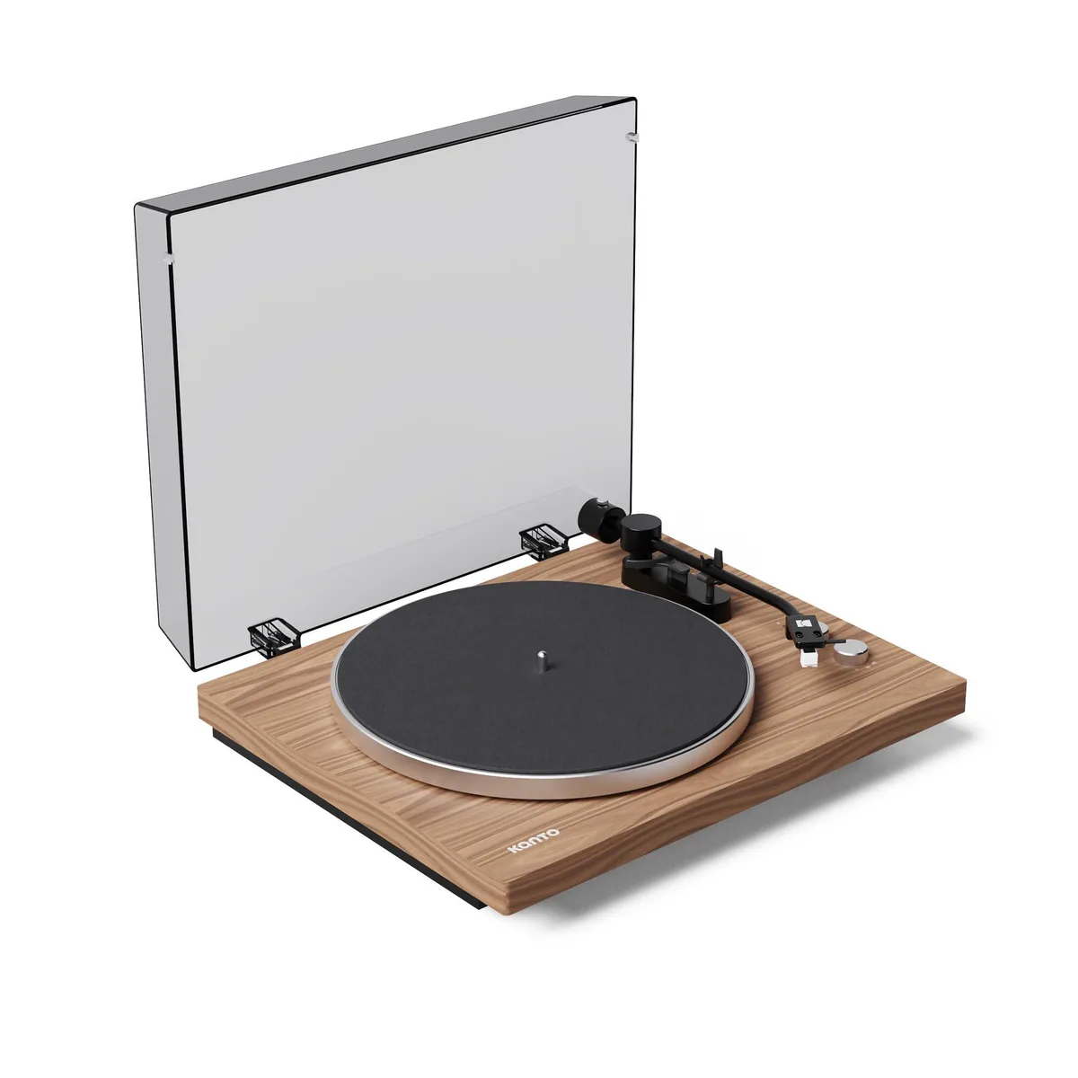 Matte walnut belt-drive turntable with aluminum platter and AT3600L cartridge
